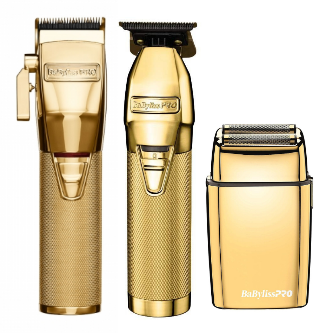 BaBylissPro Combo Deal Cordless Metal Double Foil Gold Shaver Gold