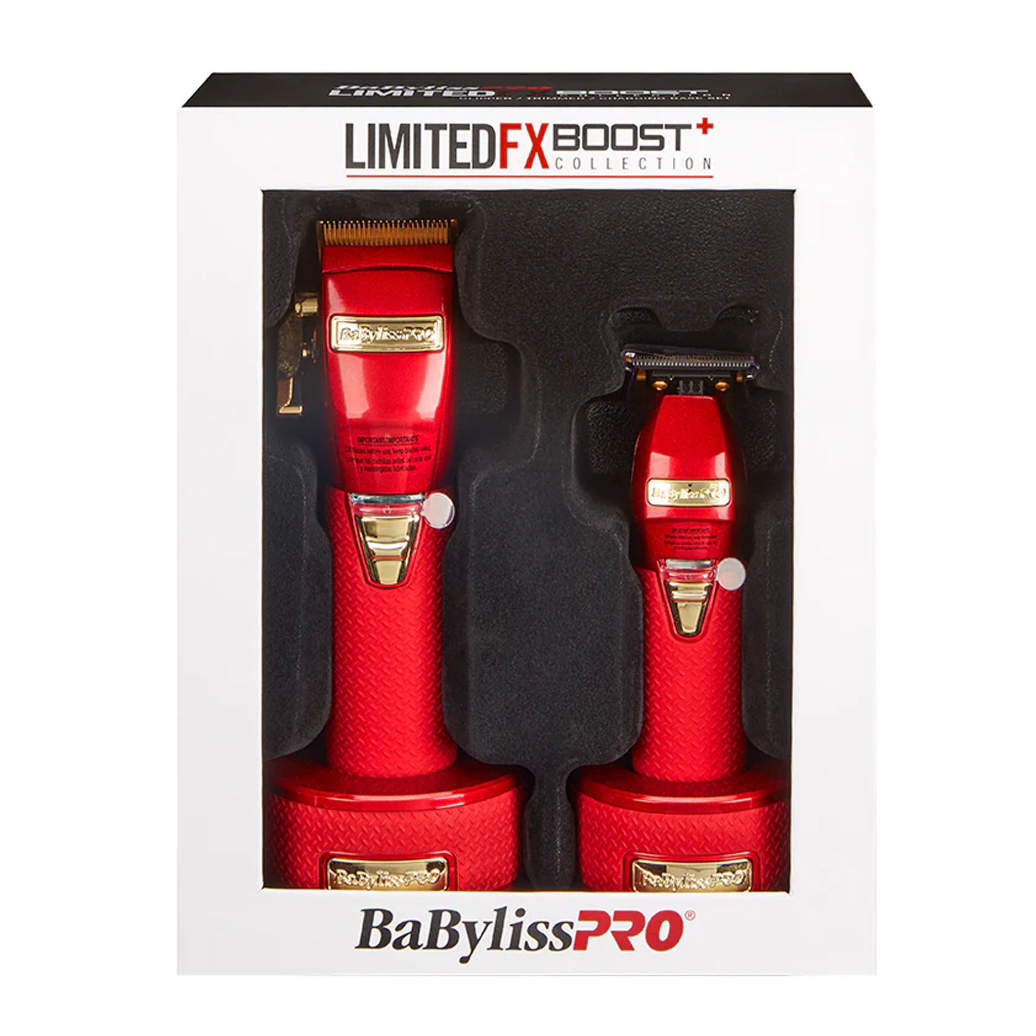 BaByliss PRO Red FX Boost+ Limited Edition Clipper Trimmer Set w/ Ch