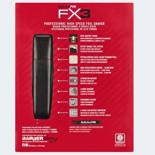 BaByliss Pro Fx3 Matte Black Professional High Speed Foil Shaver