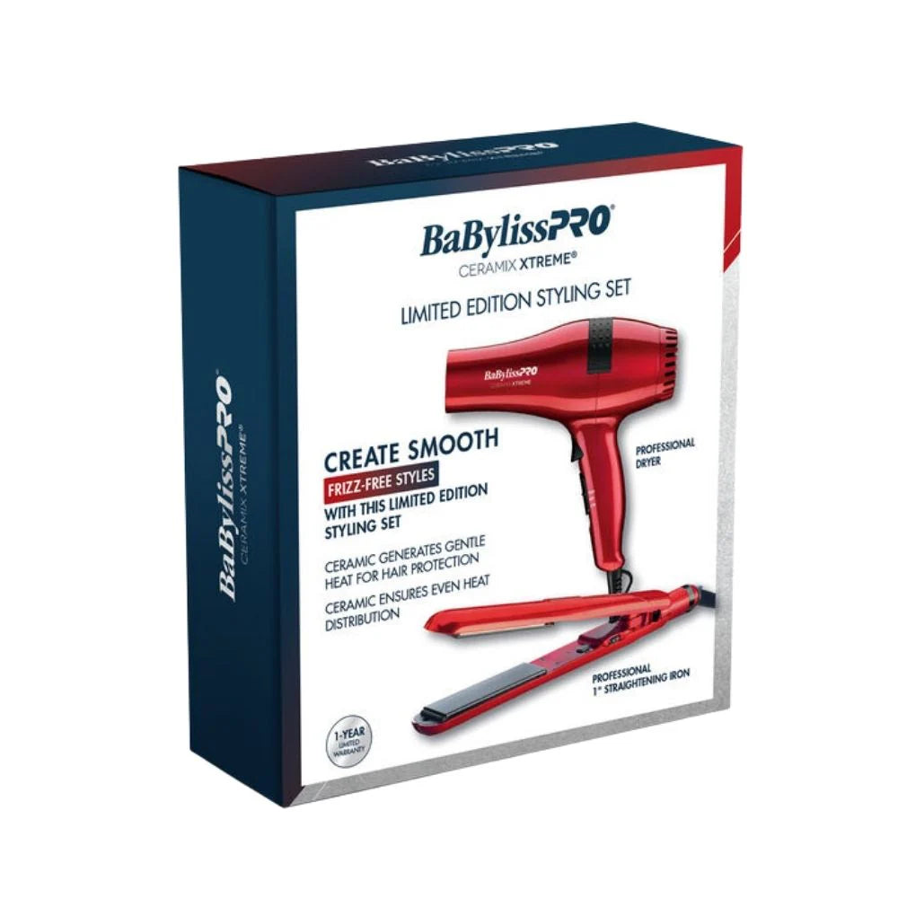 BaBylissPRO Ceramic Xtreme Dryer & 1" Straightening Iron Set