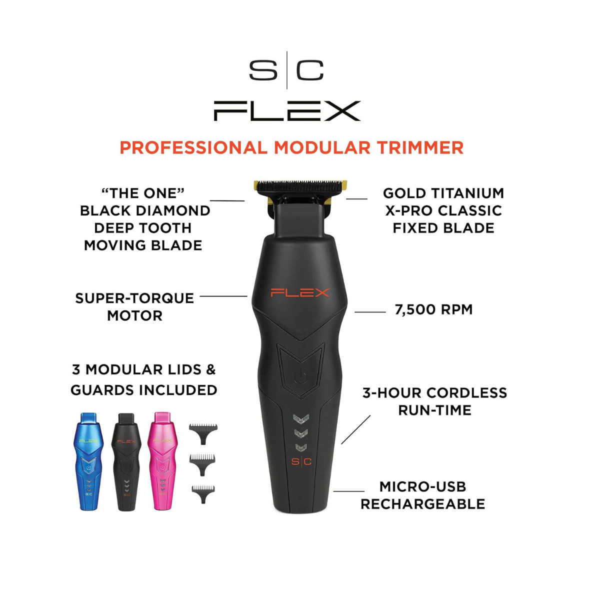 FLEX - PROFESSIONAL MODULAR SUPER-TORQUE MOTOR CORDLESS HAIR TRIMMER