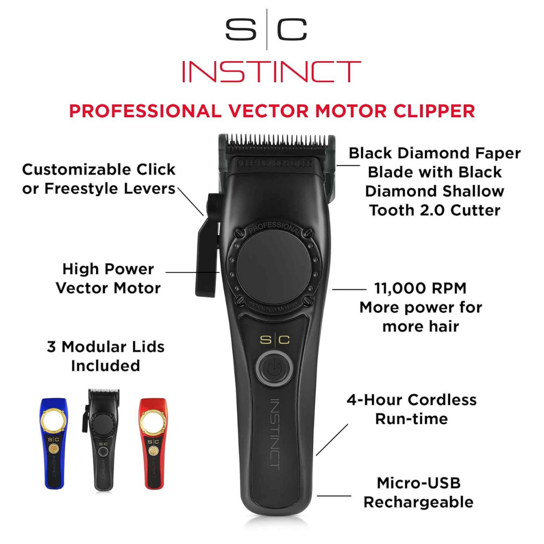 Stylecraft Instinct Professional Vector Motor Cordless Hair Clipper With Intuitive Torque Control