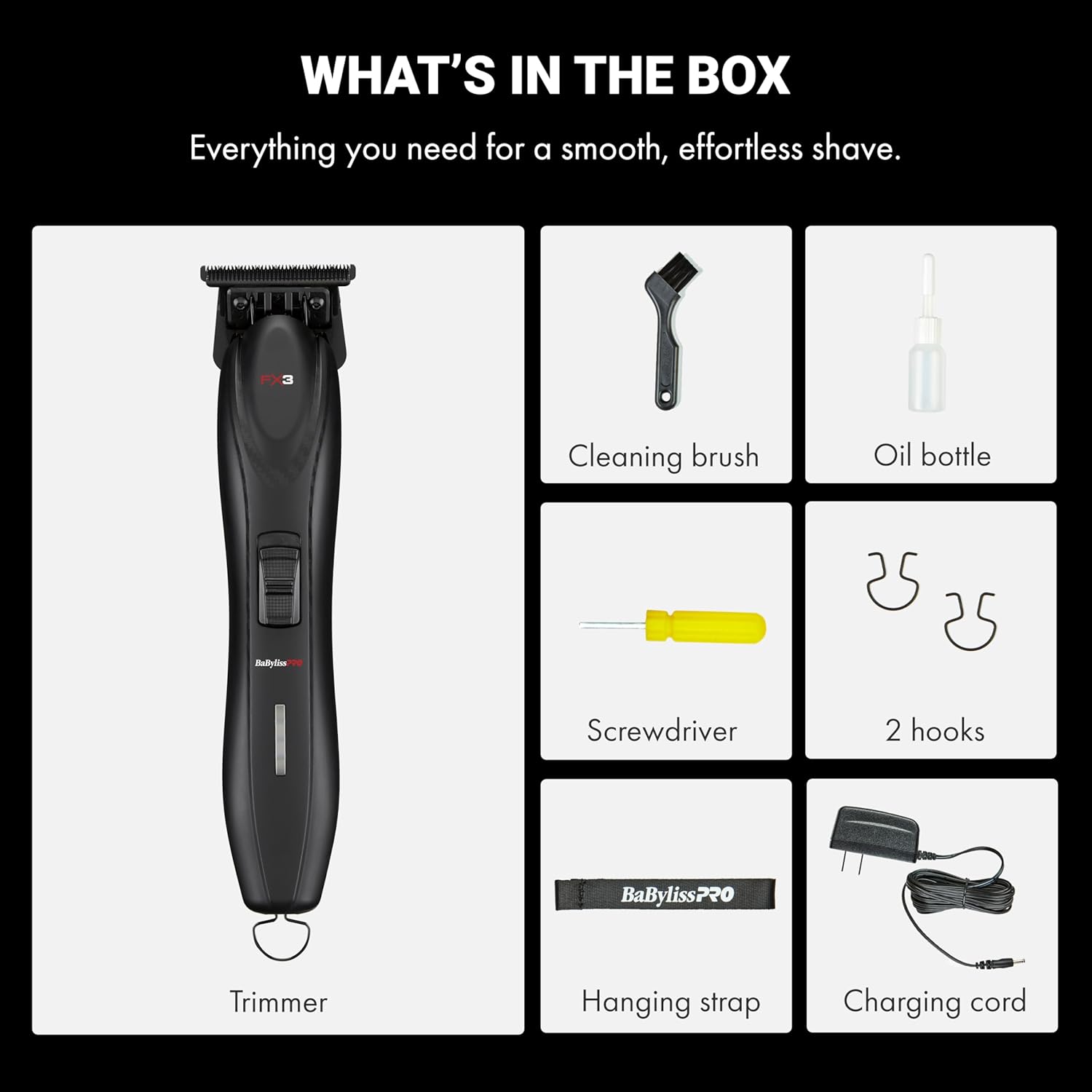 BaBylissPro FX3 Black Professional High-Torque Cordless Trimmer