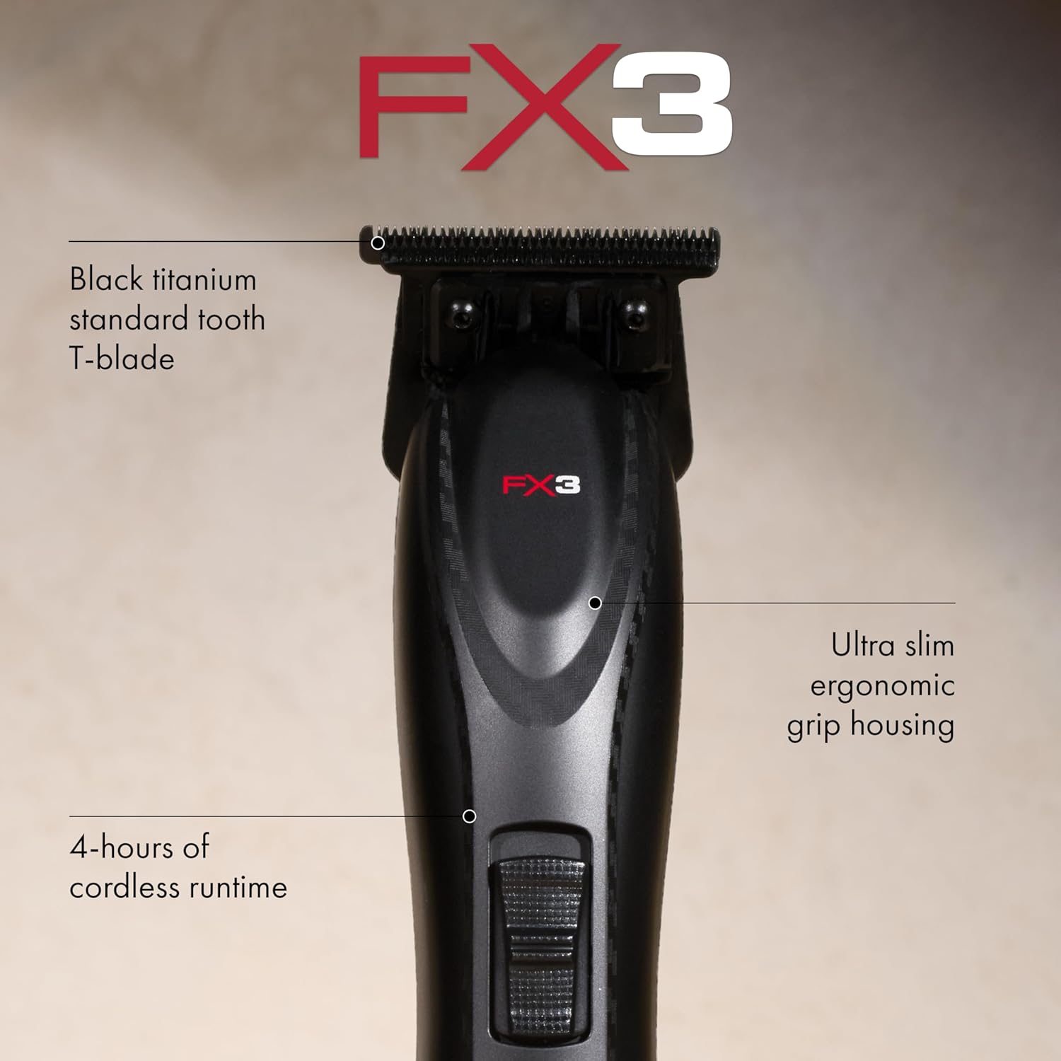 BaBylissPro FX3 Black Professional High-Torque Cordless Trimmer