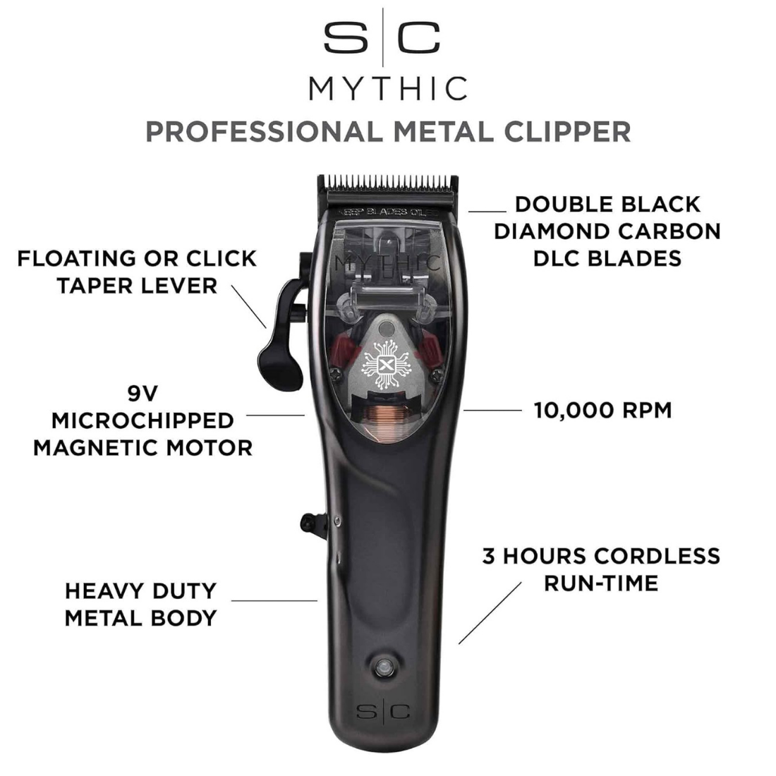 StyleCraft Mythic Professional Metal Hair Clipper With Microchipped Magnetic Motor